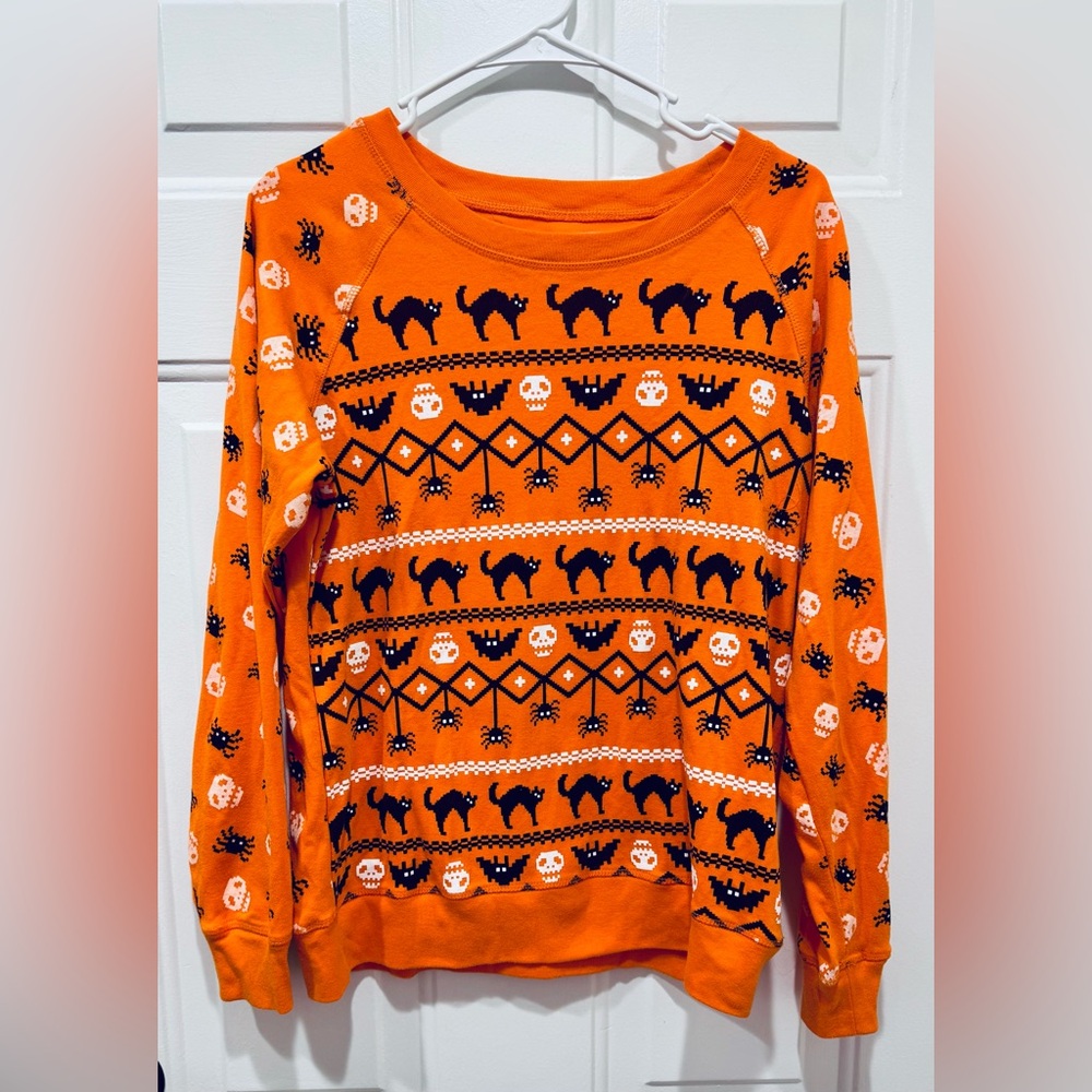 Orange Halloween Sweater Junior Size Large